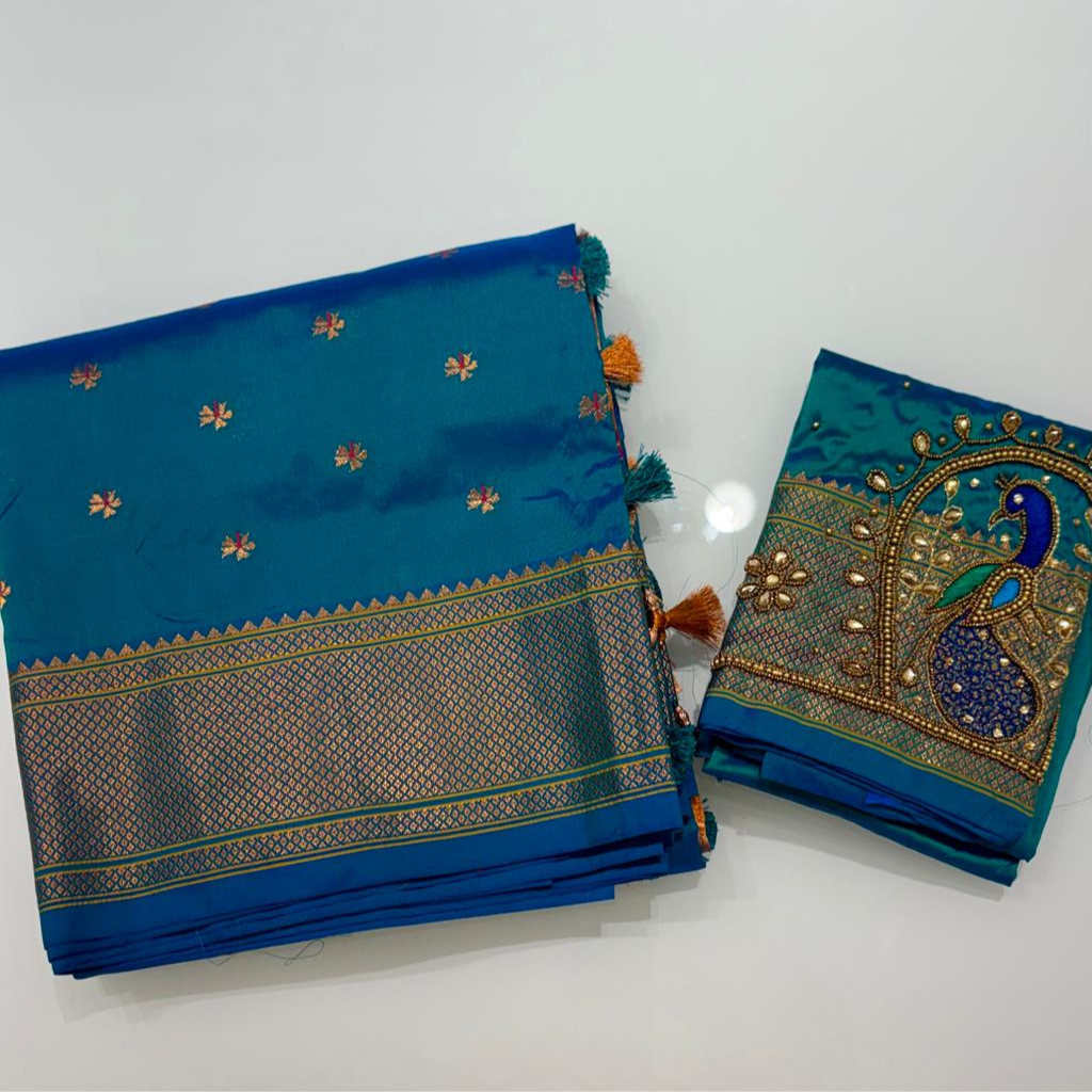 Blue Kanjivaram Saree: A Regal Blend of Depth, Tradition, and Modern Grace