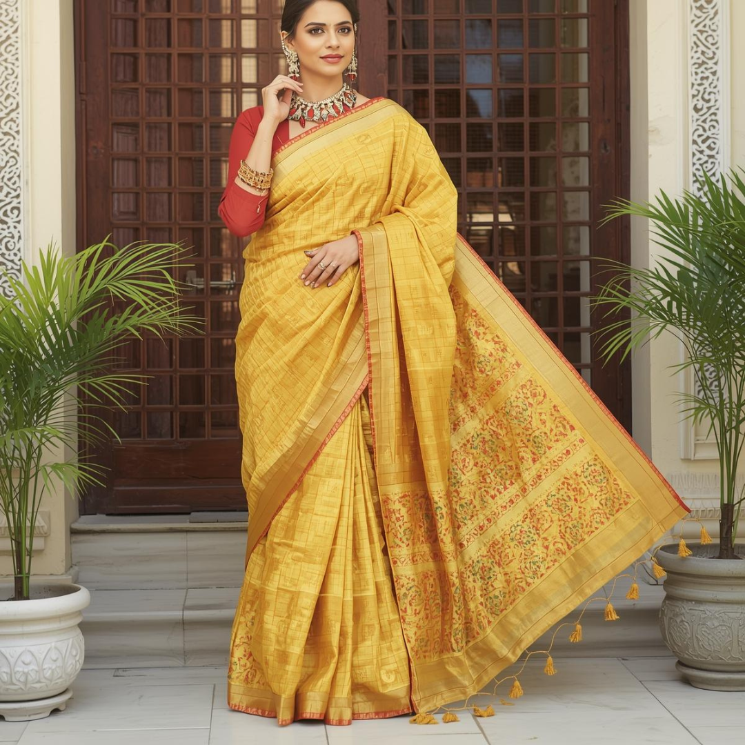 Care Tips to Maintain Your Golden Kanjivaram Saree | House of Hind