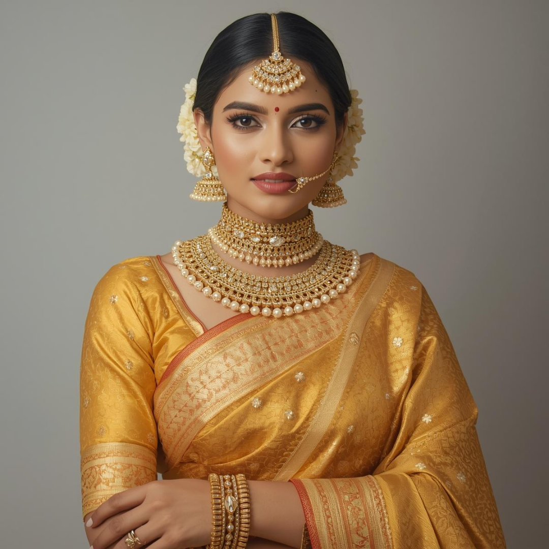 Celebrity Inspired Golden Kanjivaram Saree Looks | House of Hind