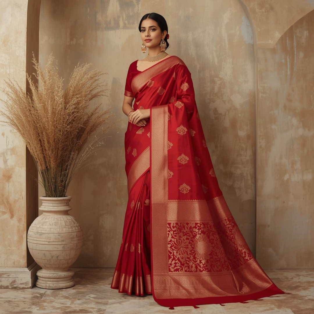 Pure Silk Red Kanjivaram Saree Range by House of Hind