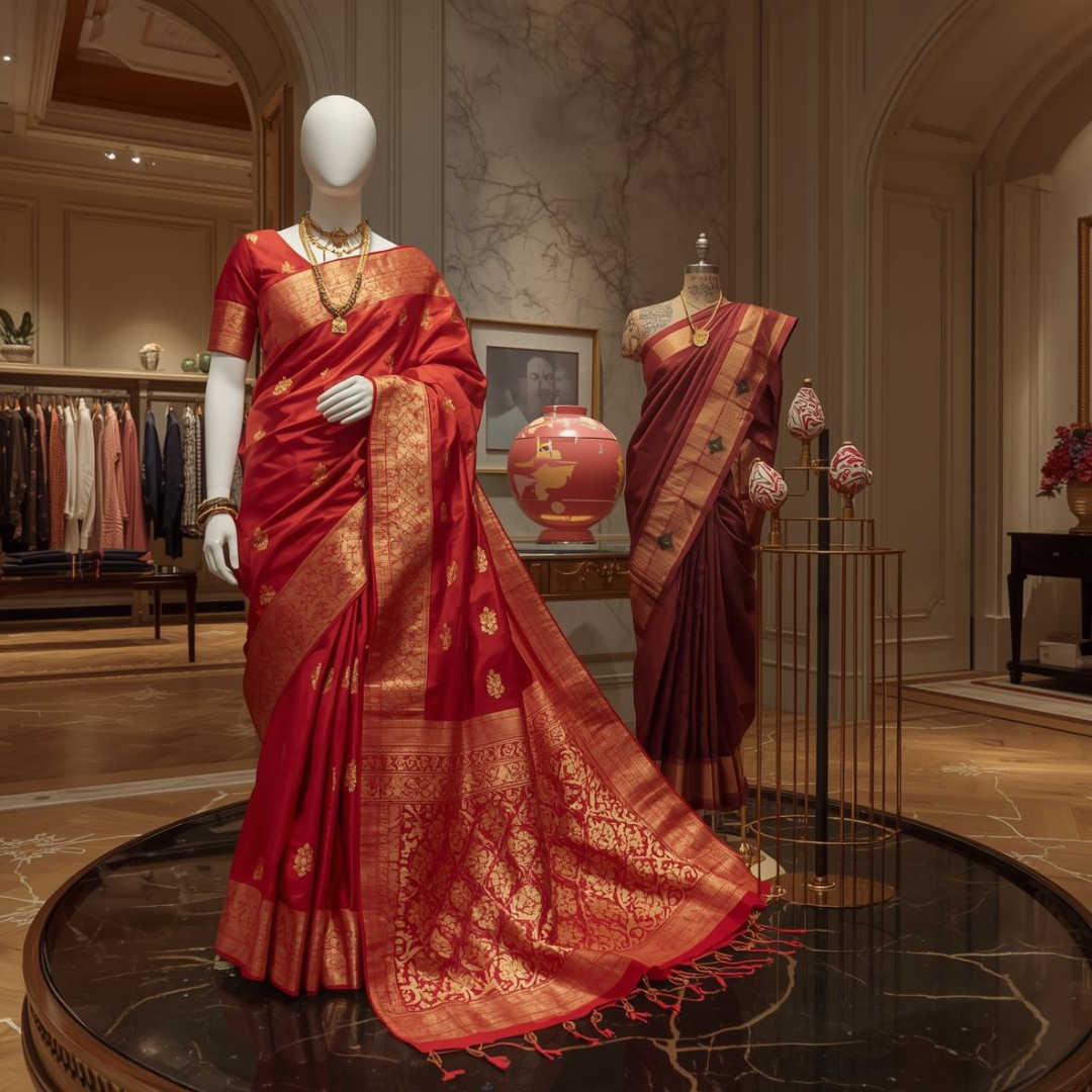 Traditional Red Kanjivaram Saree Styles at House of Hind