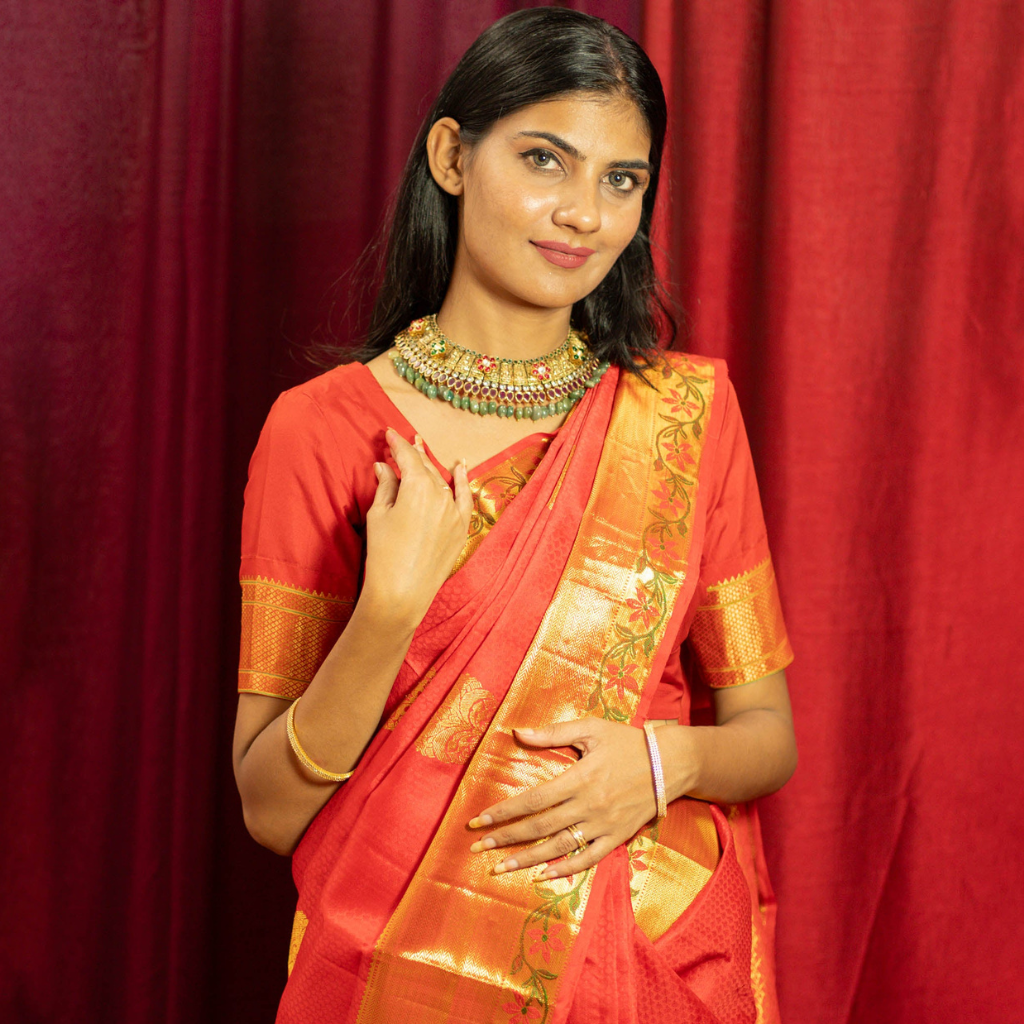 Red Kanjivaram Saree: The Eternal Color of Indian Weddings and Sacred Celebrations