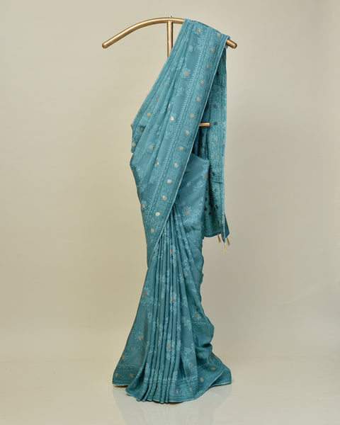 Sky blue Dola Silk Saree