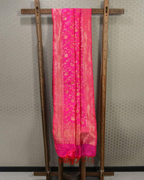 Pink Pure Silk Jaal Shela