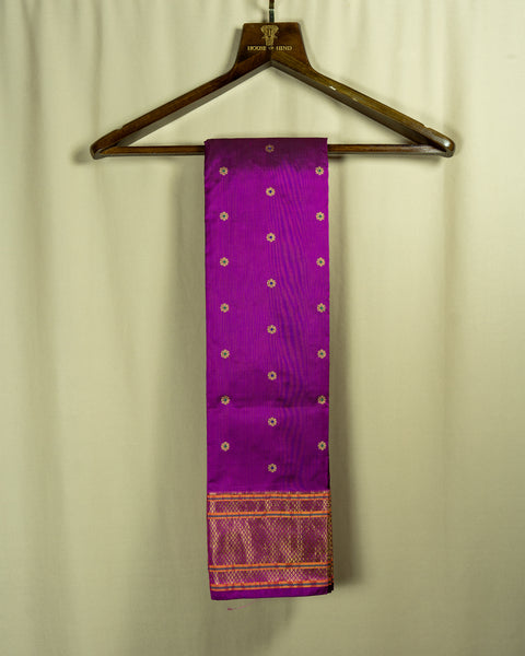 Purple Pure Silk Paithani Saree with Zari Border and Pallu