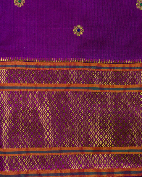 Purple Pure Silk Paithani Saree with Zari Border and Pallu