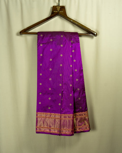 Purple Pure Silk Paithani Saree with Zari Border and Pallu