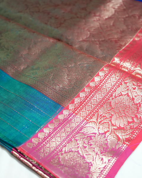 Blue Chanderi Pure Silk Saree – A Timeless Ethnic Elegance