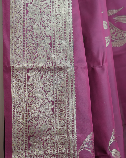 Plum Nalli Silk Saree with Golden Border