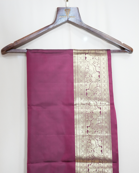 Plum Nalli Silk Saree with Golden Border