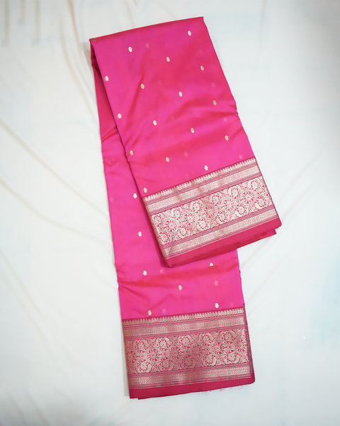 Pink Chanderi Pure Silk Saree with Gold Zari Weaving