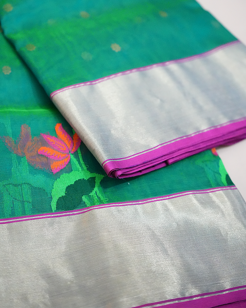 Graceful Green Chanderi Pure Silk Saree – Timeless Elegance