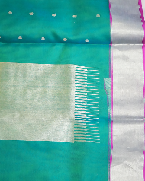 Graceful Green Chanderi Pure Silk Saree – Timeless Elegance