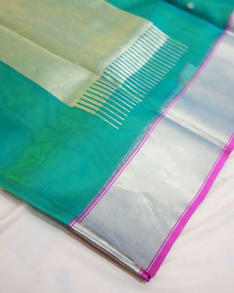 Graceful Green Chanderi Pure Silk Saree – Timeless Elegance