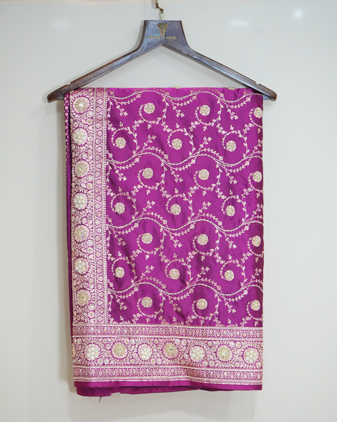 Majestic Purple Banarasi Pure Silk Saree with Banarasi Zaal – A Royal Statement