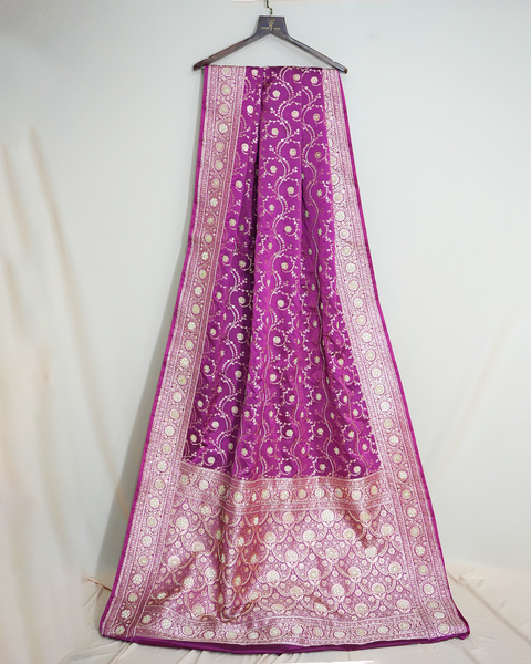 Majestic Purple Banarasi Pure Silk Saree with Banarasi Zaal – A Royal Statement