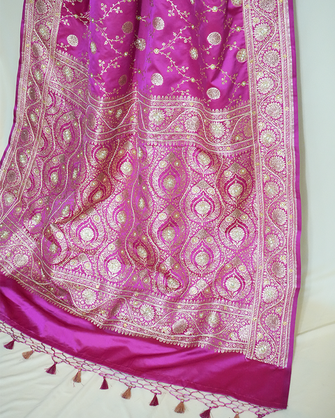 Majestic Purple Banarasi Pure Silk Saree with Banarasi Zaal – A Royal Statement