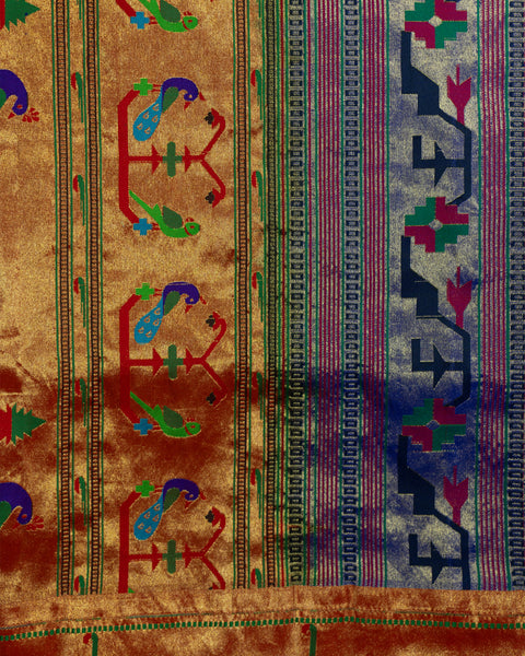 Purple Pure Silk Paithani Saree with Contrast Zari Border and Traditional Pallu