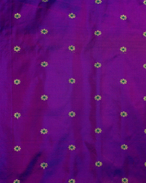 Purple Pure Silk Paithani Saree with Contrast Zari Border and Traditional Pallu