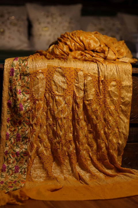 Yellow Bandhani Saree