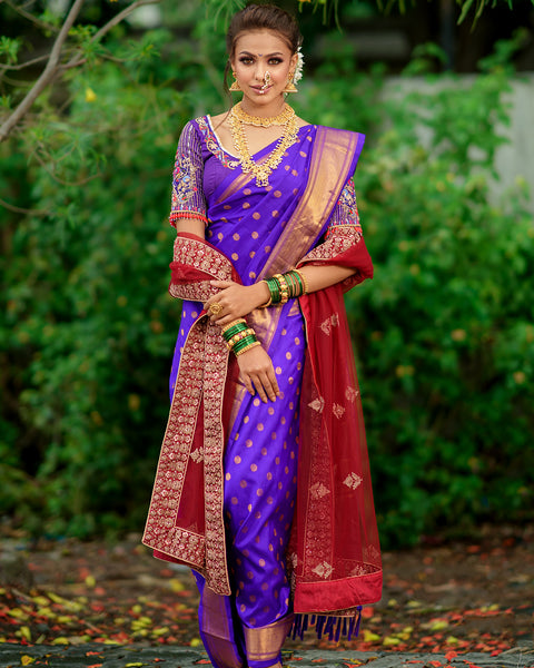 Purple Paithani Silk Saree with Chataie border