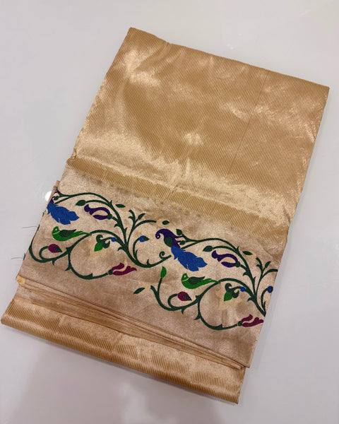 Cream Tissue Stripe Pure Silk Paithani