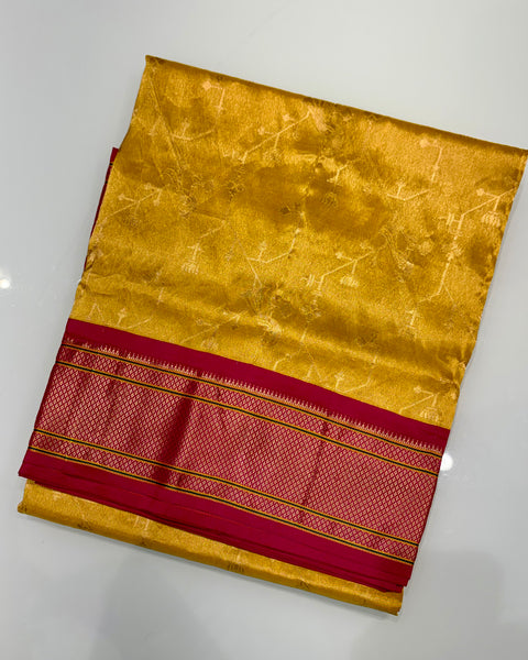 Golden yellow Pure silk paithani with zari work