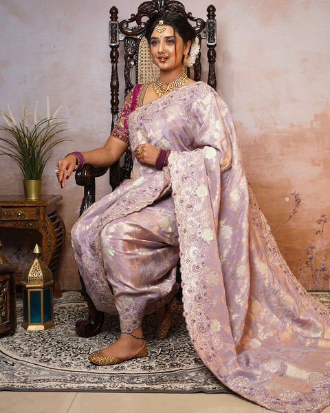 Light Purple Dola Silk Saree