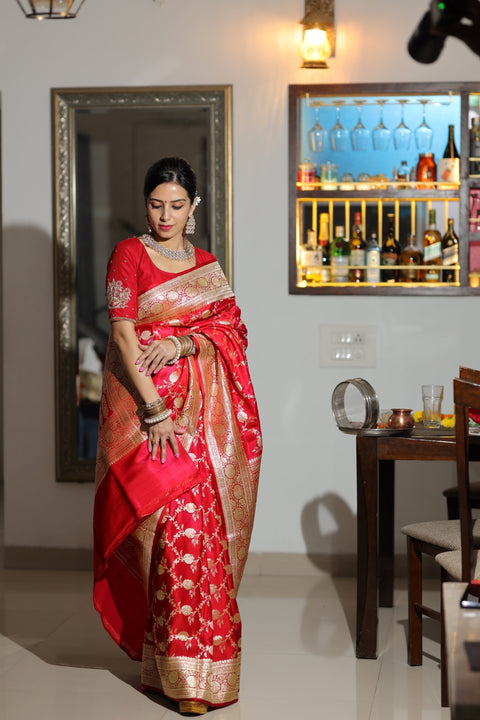 Bridal Red Banarasi Saree