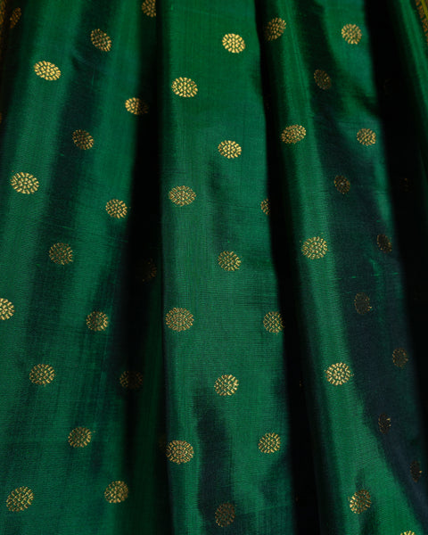 Bottle Green Silk Paithani Saree with Zari Border and Traditional Pallu