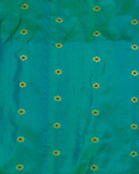 Aqua Blue Silk Paithani Saree with Lotus &amp; Peacock Border