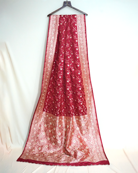 RegaLMaroon Banarasi Pure Silk Saree – A Timeless Masterpiece