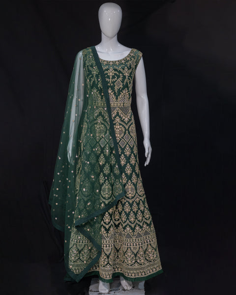 Bridal Green Bridal Gown with Zardosi Work