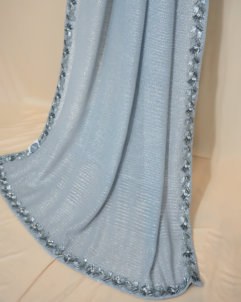 Pastel Blue Sequin Saree with Embroidered Blouse