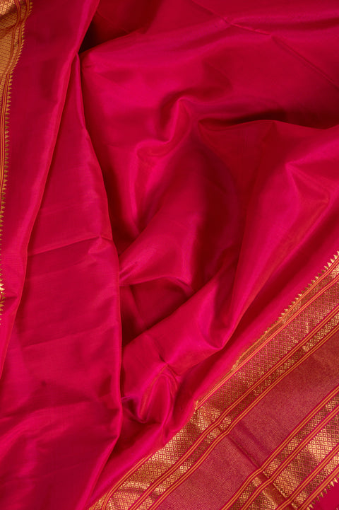 Rani Pink Nath Handwoven Paithani Saree with Nath Butta Border