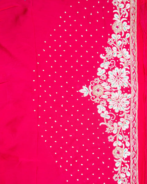 Bright Red Designer satin Saree