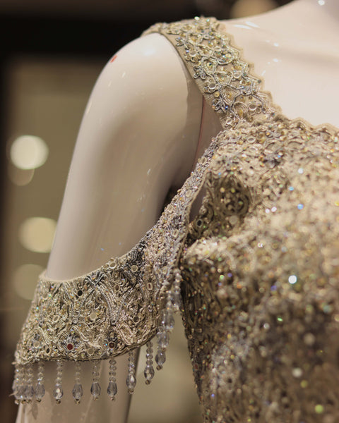 Grey Bridal Lehenga with Intricate Detailing