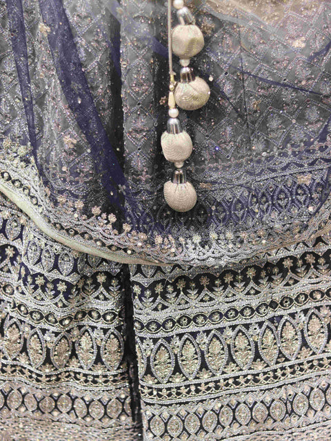 Grey Bridal Lehenga with Intricate Detailing