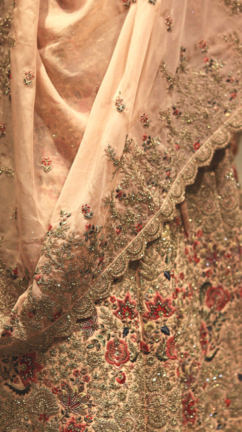 Blush Pink Embroidered Bridal Lehenga