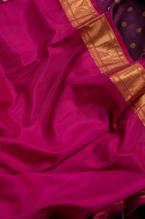 Plum Kalanjali Handwoven Paithani Saree with Rudraksh Chatai Border