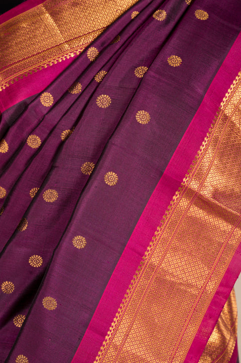 Plum Kalanjali Handwoven Paithani Saree with Rudraksh Chatai Border