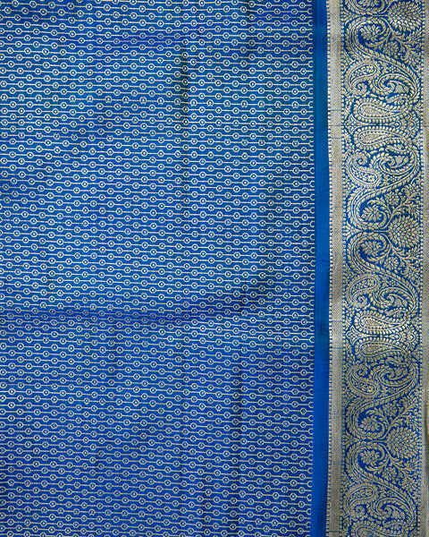 Ocean Blue Pure Banarasi Silk Saree
