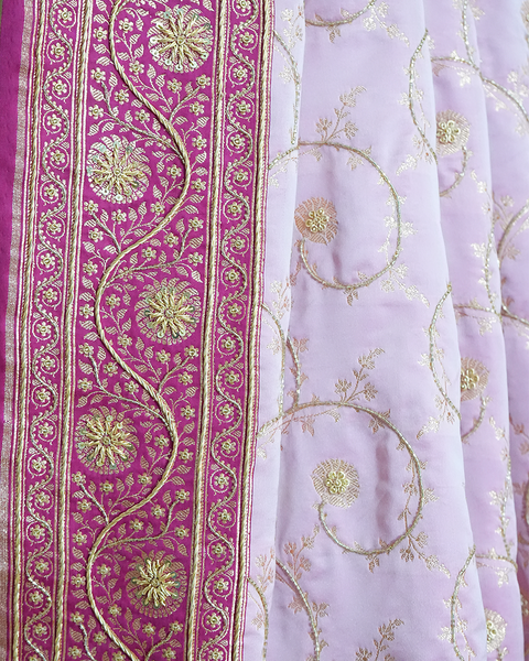 Graceful Pink Banarasi Pure Silk Saree with Banarasi Zaal – A Blend of Tradition & Elegance