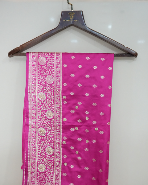 Graceful Pink Banarasi Pure Silk Saree with Banarasi Zaal – A Blend of Tradition & Elegance