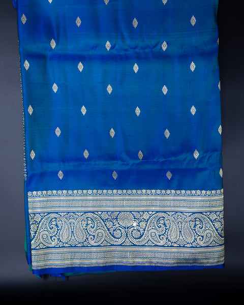 Ocean Blue Pure Banarasi Silk Saree