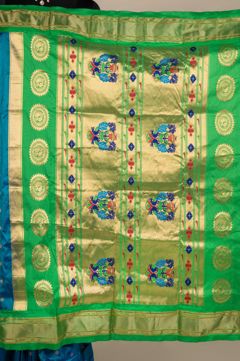 Blue Traditional Pure Silk Paithani Saree with Rudraksh Butta
