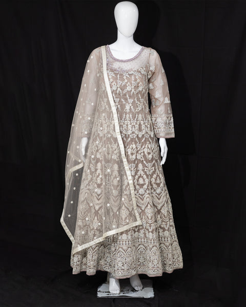 Baby Pink bridal gown with Zardosi work