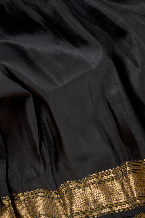 Pure Silk Black Kalanjali Handwoven Paithani Saree with Tilgul Butta
