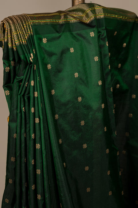 Gandharv Nauvari 9 Yard Pure Silk Saree with Tilgul Butta Border