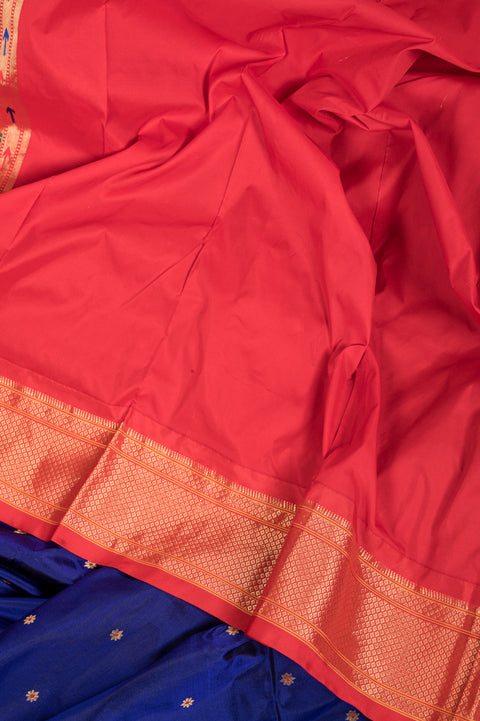 Gandharv Nauvari Pure Silk 9 Yard Saree in Royal Blue Paithani